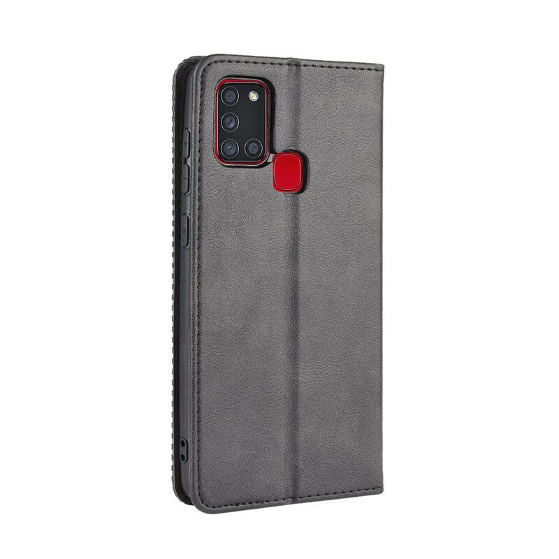 Bescherming Hoesje voor Samsung Galaxy A21s Folio-hoesje Gestileerd Vintage Leereffect