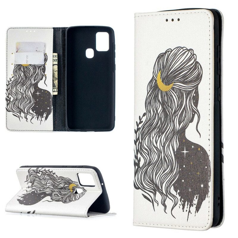 Bescherming Hoesje voor Samsung Galaxy A21s Folio-hoesje Mooi Haar