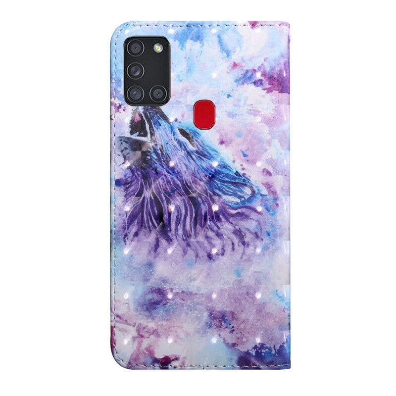 Flip Case voor Samsung Galaxy A21s Aquarel Wolf