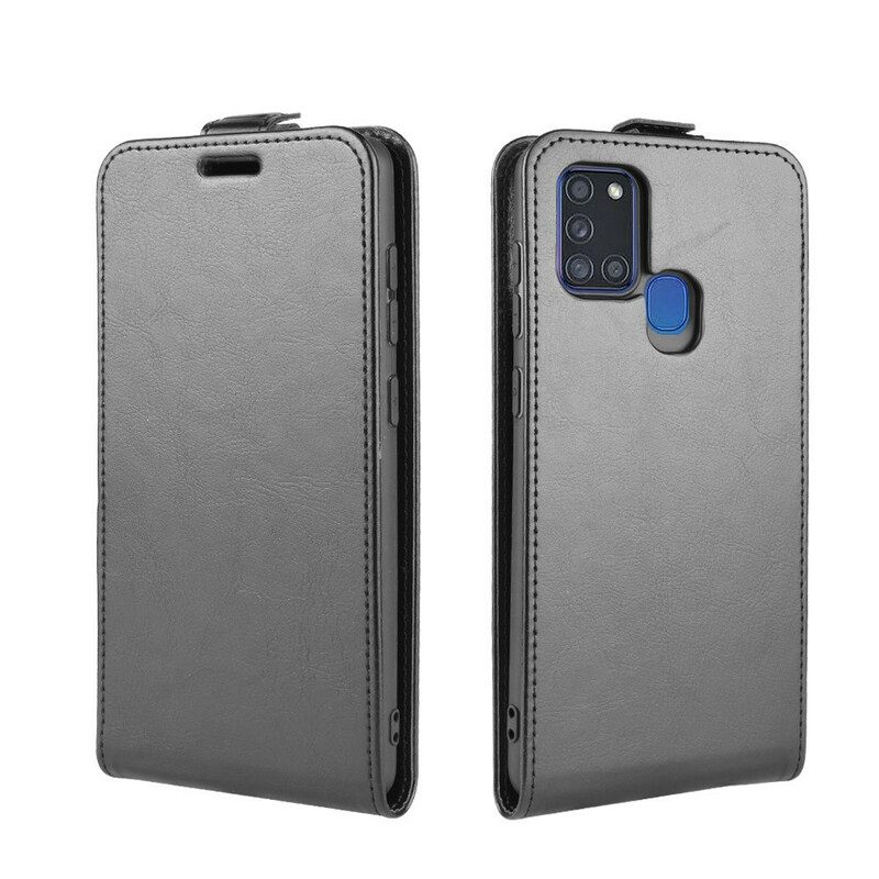 Flip Case voor Samsung Galaxy A21s Folio-hoesje Opvouwbaar Leereffect