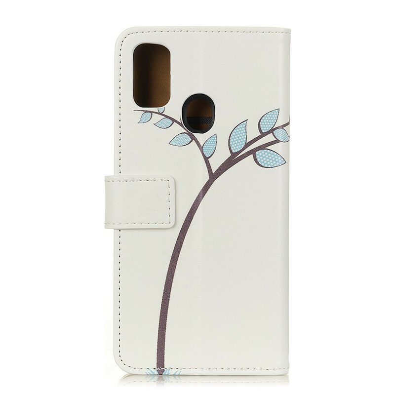 Flip Case voor Samsung Galaxy A21s Paar Uilen Op De Boom