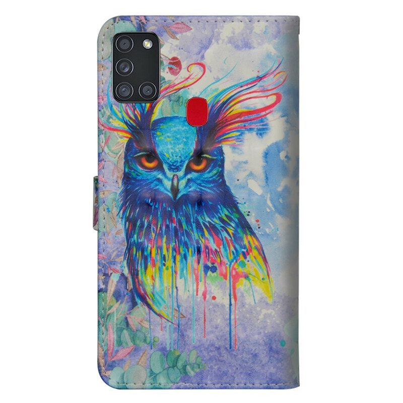 Folio-hoesje voor Samsung Galaxy A21s Aquarel Vogel