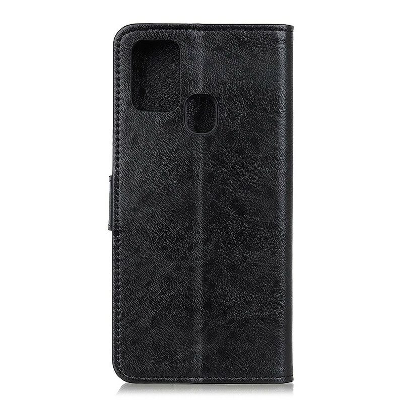 Folio-hoesje voor Samsung Galaxy A21s Flip Case Glans Voorflap Met Leereffect