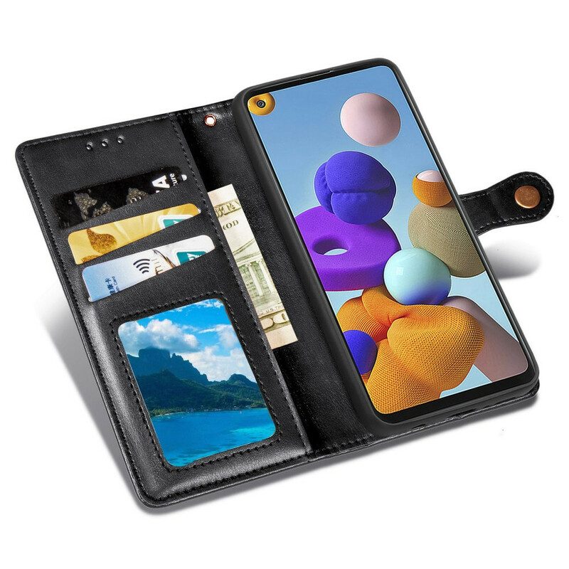 Folio-hoesje voor Samsung Galaxy A21s Kunstleer En Vintage Sluiting