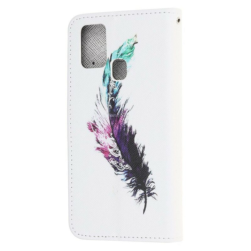 Folio-hoesje voor Samsung Galaxy A21s Met Ketting Veer Met Koord