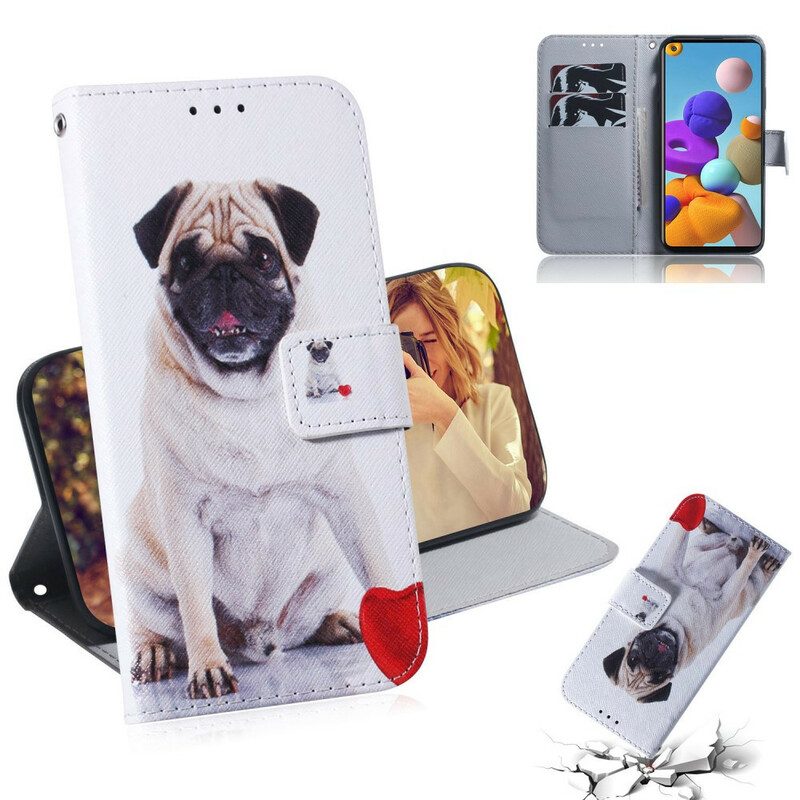 Folio-hoesje voor Samsung Galaxy A21s Mops Hond