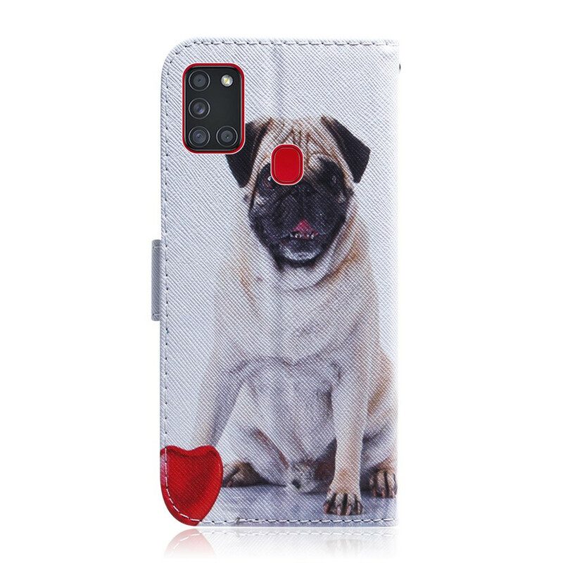 Folio-hoesje voor Samsung Galaxy A21s Mops Hond