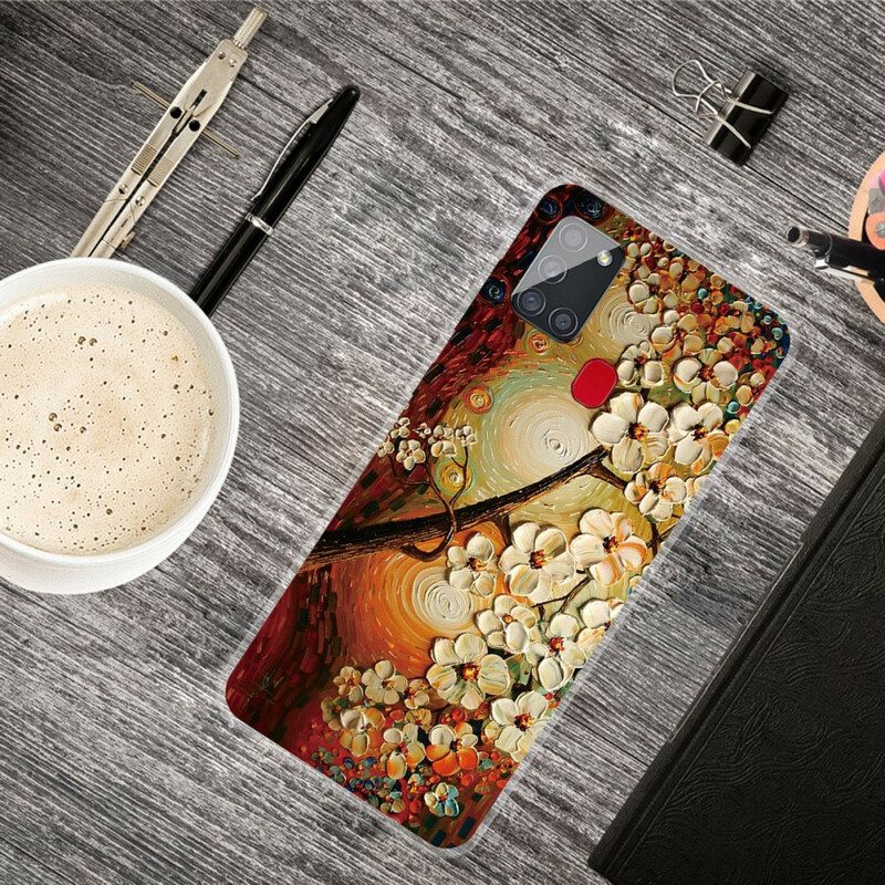 Hoesje voor Samsung Galaxy A21s Flexibele Bloemen