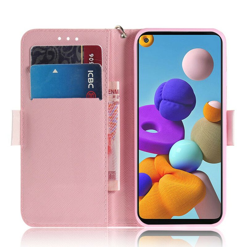 Leren Hoesje voor Samsung Galaxy A21s Met Ketting Pompoen Met Bandjes