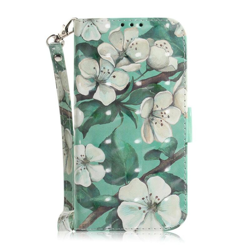 Leren Hoesje voor Samsung Galaxy A21s Met Ketting Riem Bloem Boom