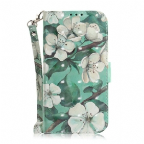 Leren Hoesje voor Samsung Galaxy A21s Met Ketting Riem Bloem Boom