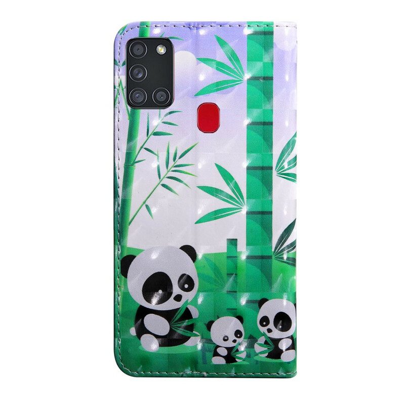 Leren Hoesje voor Samsung Galaxy A21s Panda-familie