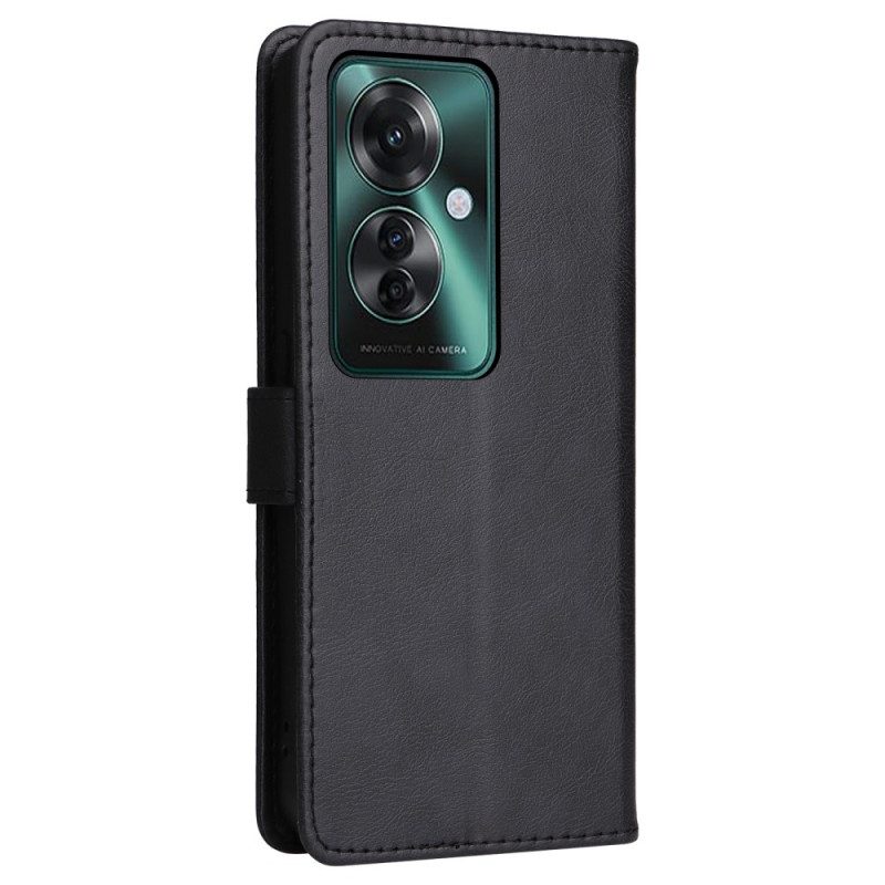 Folio-hoesje Oppo Reno 11f 5g Effen Kunstleer Met Riem