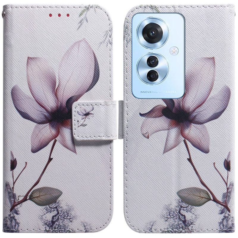 Leren Hoesje Oppo Reno 11f 5g Bloem