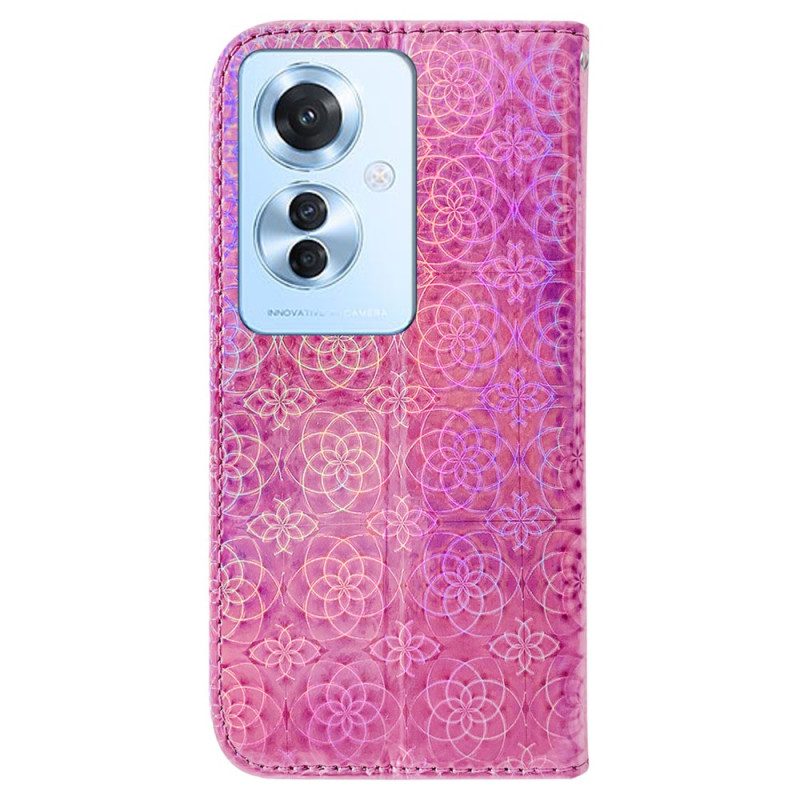 Leren Hoesje Oppo Reno 11f 5g Disco-stijl Met Bandjes Bescherming Hoesje