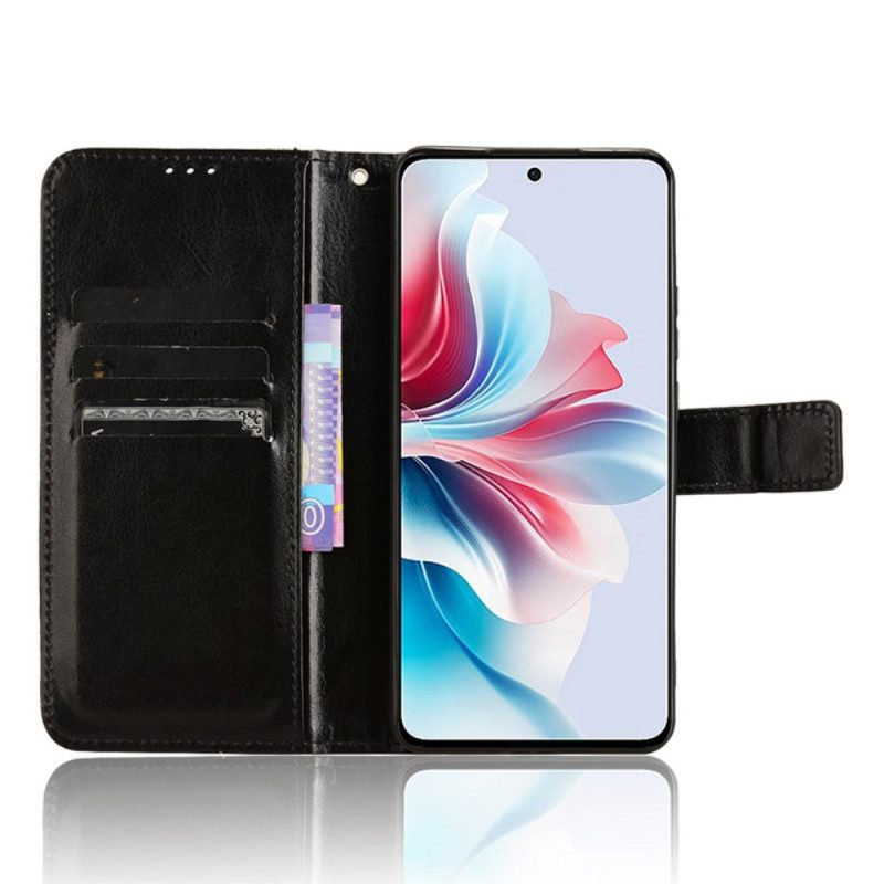 Leren Hoesje Voor Oppo Reno 11f 5g Flitsend Kunstleer Met Riempje