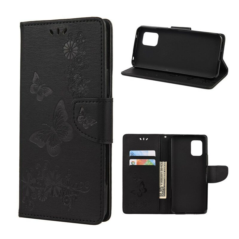 Flip Case voor Xiaomi Mi 10 Lite Alleen Vlinders Met Lanyard