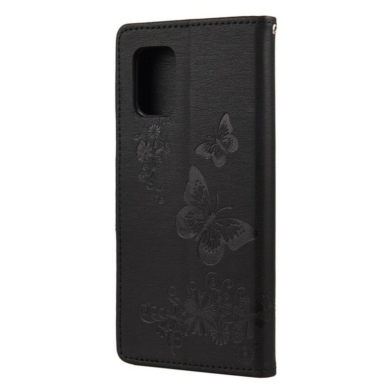 Flip Case voor Xiaomi Mi 10 Lite Alleen Vlinders Met Lanyard