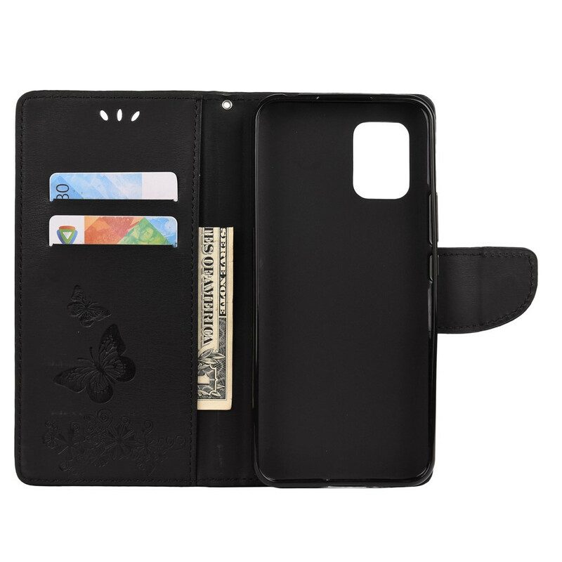 Flip Case voor Xiaomi Mi 10 Lite Alleen Vlinders Met Lanyard