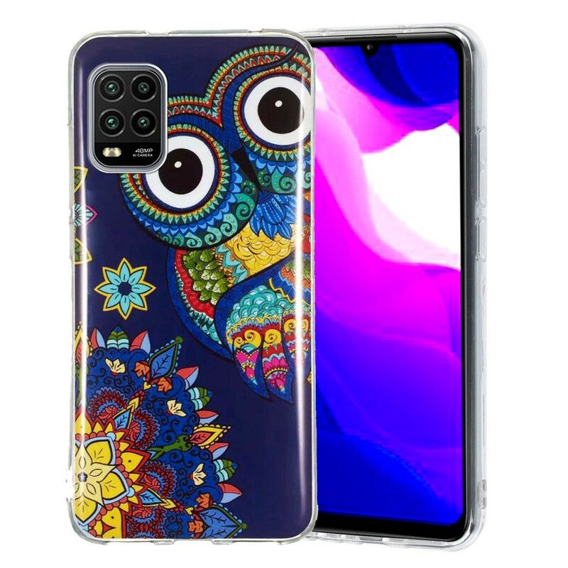 Hoesje voor Xiaomi Mi 10 Lite Fluorescerende Uil Mandala