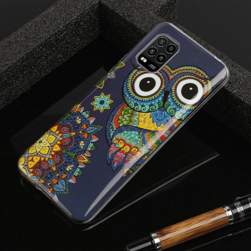 Hoesje voor Xiaomi Mi 10 Lite Fluorescerende Uil Mandala