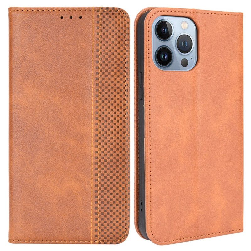 Bescherming Hoesje voor iPhone 14 Plus Folio-hoesje Gestileerd Vintage Leereffect