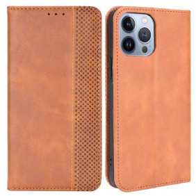 Bescherming Hoesje voor iPhone 14 Plus Folio-hoesje Gestileerd Vintage Leereffect