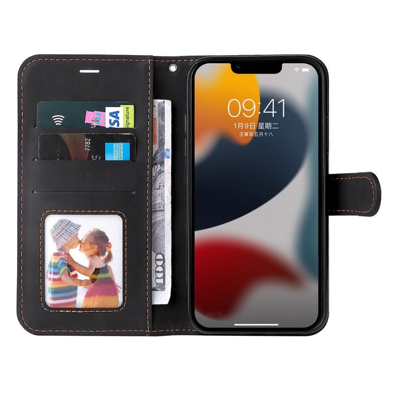 Folio-hoesje voor iPhone 14 Plus Driekleur Met Lanyard