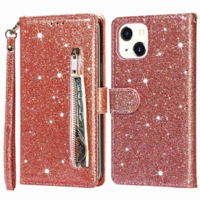 Folio-hoesje voor iPhone 14 Plus Glitter Portemonnee