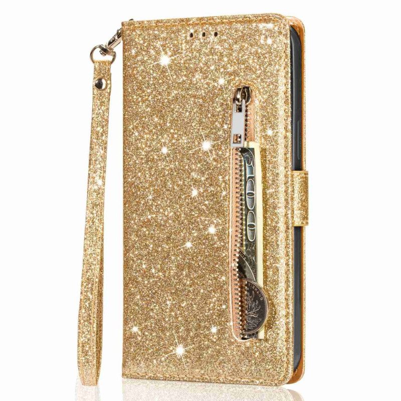 Folio-hoesje voor iPhone 14 Plus Glitter Portemonnee