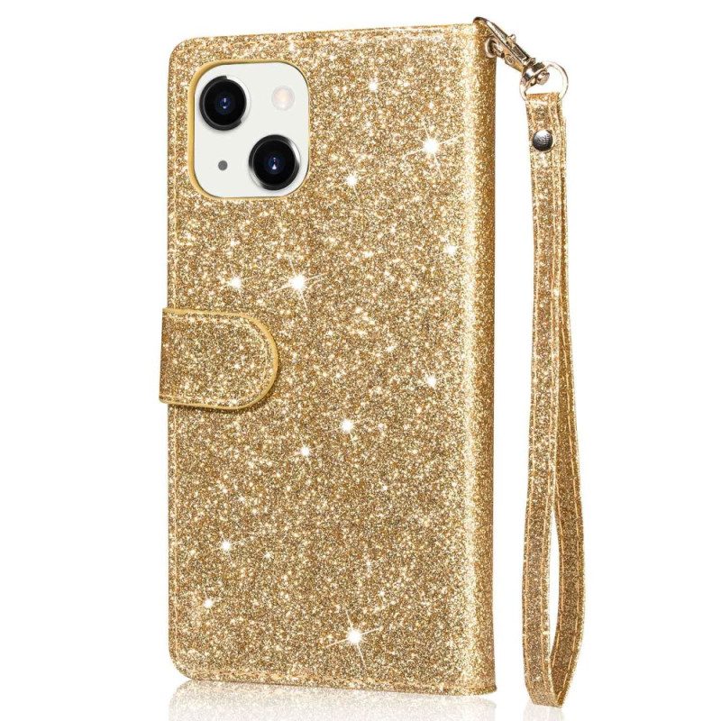 Folio-hoesje voor iPhone 14 Plus Glitter Portemonnee