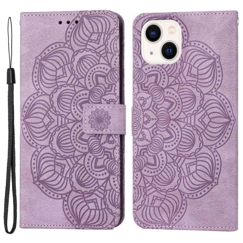 Folio-hoesje voor iPhone 14 Plus Mandala Met Koord