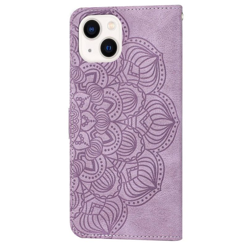 Folio-hoesje voor iPhone 14 Plus Mandala Met Koord