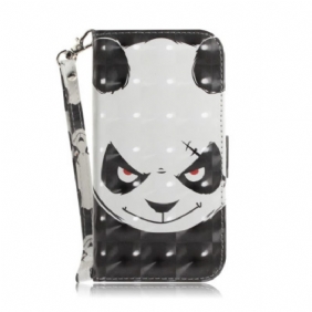 Folio-hoesje voor iPhone 14 Plus Met Ketting Boze Panda Met Lanyard