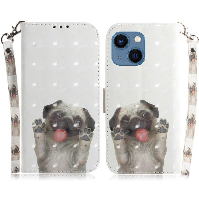 Folio-hoesje voor iPhone 14 Plus Met Ketting String Hond