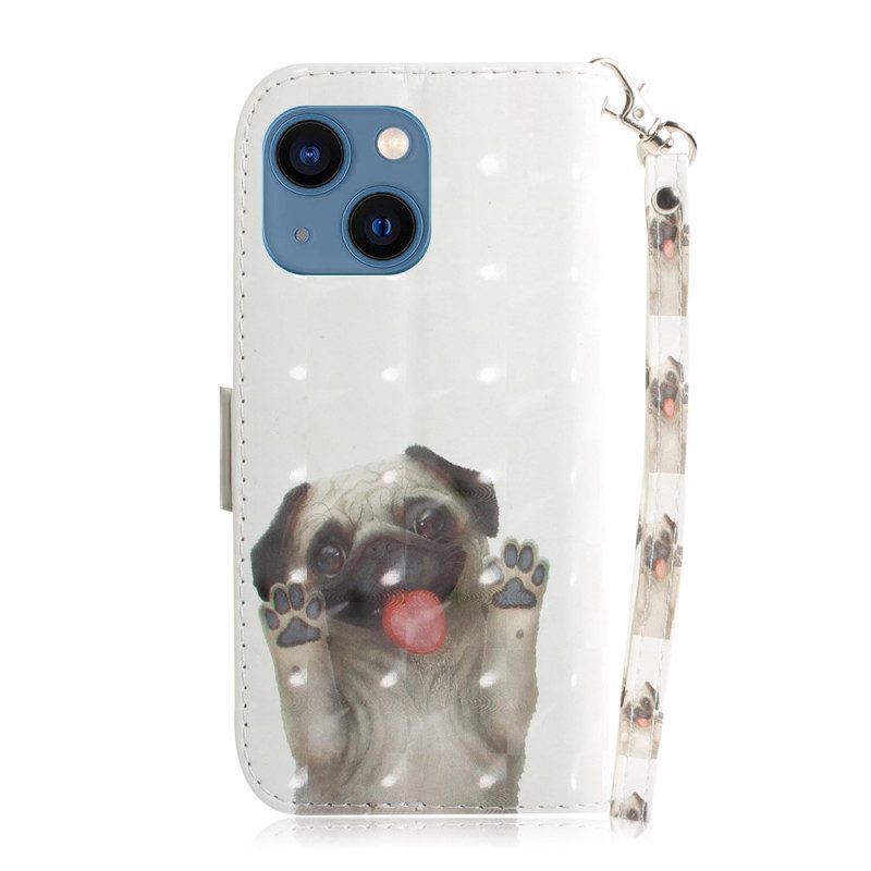 Folio-hoesje voor iPhone 14 Plus Met Ketting String Hond