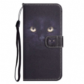 Folio-hoesje voor iPhone 14 Plus Met Ketting Zwarte Kat Met Riem