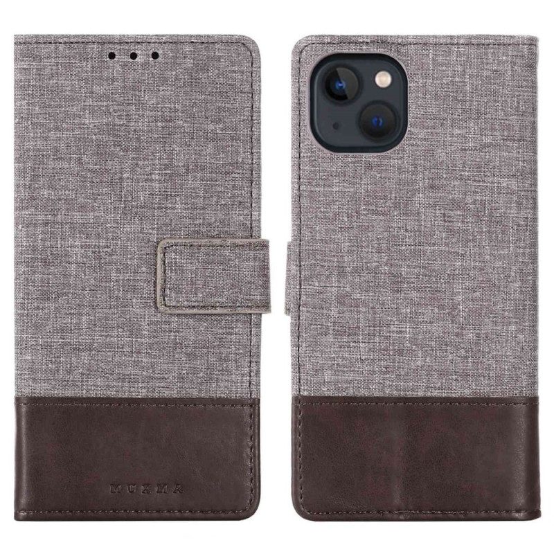 Folio-hoesje voor iPhone 14 Plus Muxma Stof En Leereffect