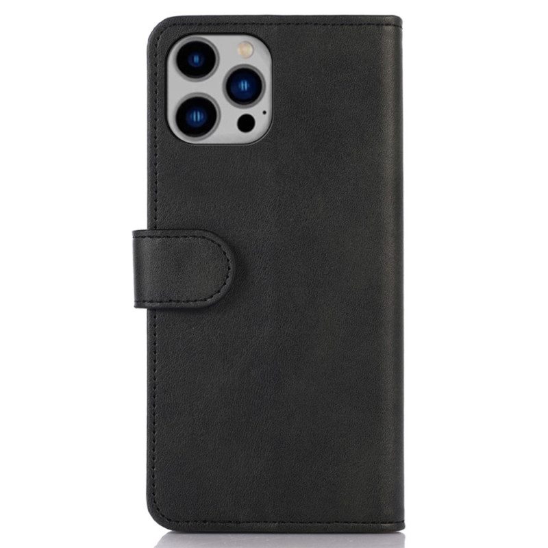 Folio-hoesje voor iPhone 14 Plus Retro Mat Leereffect