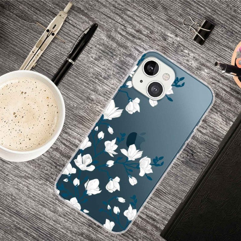 Hoesje voor iPhone 14 Plus Witte Bloemen