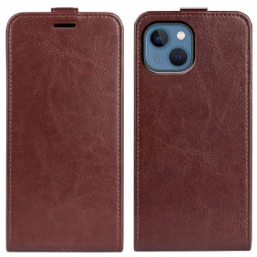 Leren Hoesje voor iPhone 14 Plus Folio-hoesje Retro Verticale Klep