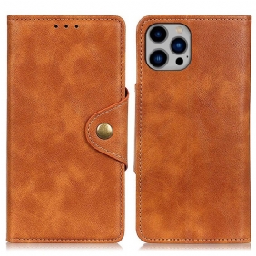 Leren Hoesje voor iPhone 14 Plus Knoop Van Imitatieleer