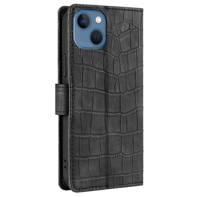 Leren Hoesje voor iPhone 14 Plus Krokodillenhuidstijl