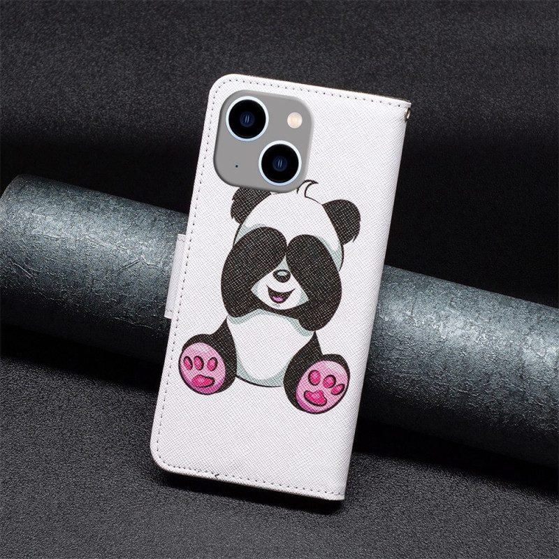 Leren Hoesje voor iPhone 14 Plus Panda-plezier