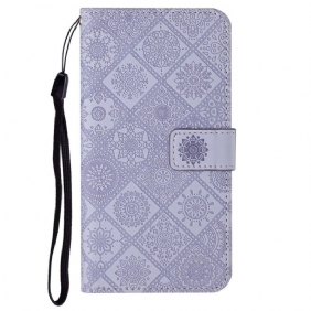 Leren Hoesje voor iPhone 14 Plus Tapijt Patroon