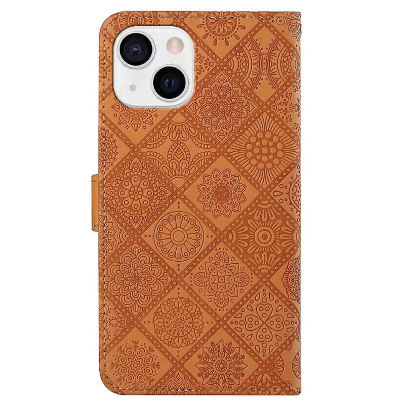 Leren Hoesje voor iPhone 14 Plus Tapijt Patroon