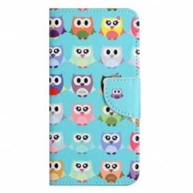 Leren Hoesje voor iPhone 14 Plus Uil Stam