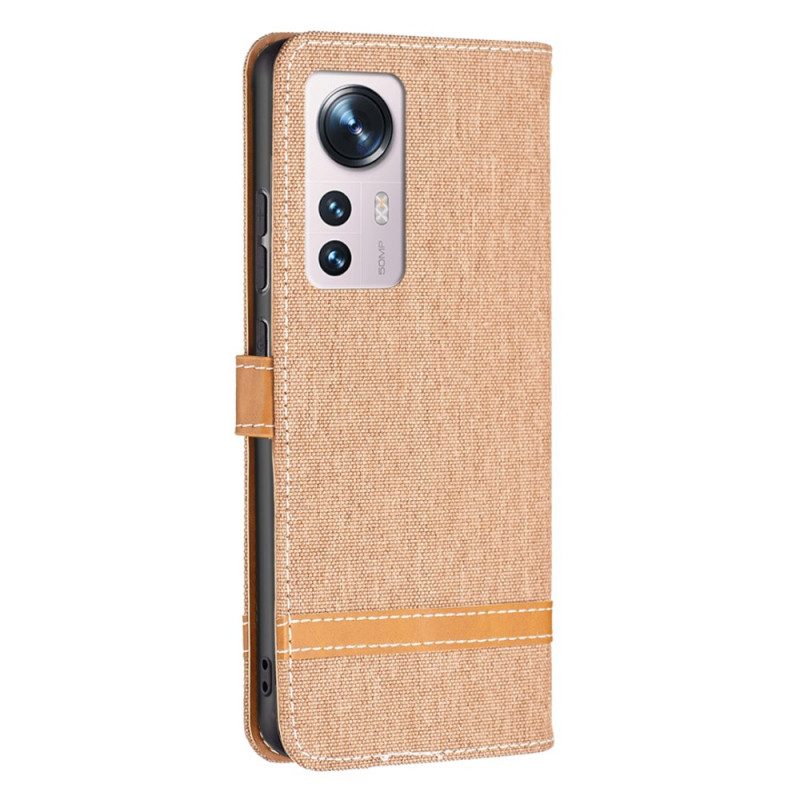 Folio-hoesje voor Xiaomi 12 / 12X Met Ketting Band Van Stof En Leereffect