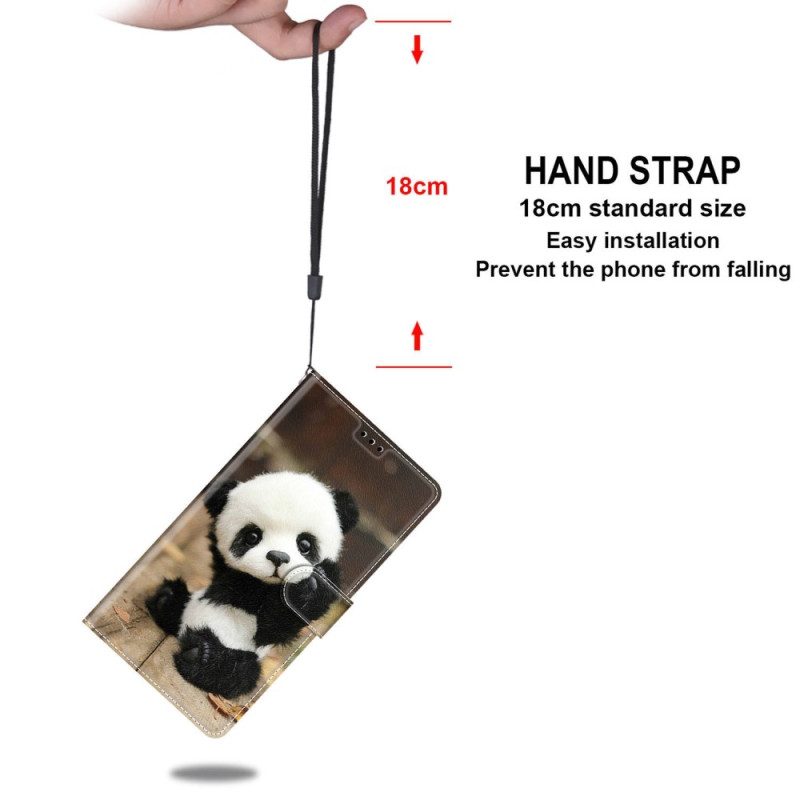 Folio-hoesje voor Xiaomi 12 / 12X Met Ketting Kleine Panda Met Riem