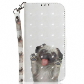 Folio-hoesje voor Xiaomi 12 / 12X Met Ketting String Mopshond